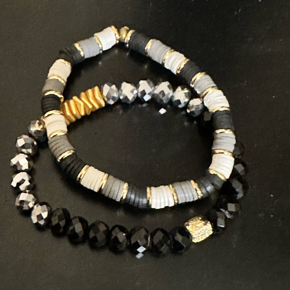Black White Gray and Gold Bracelets
